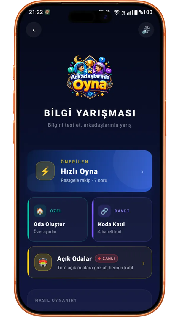 Amin Pro İslami uygulamasında Arkadaşlarınla Yarış — düello bilgi yarışması